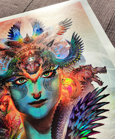 Dharma Dragon Embossed Holo Print by Android Jones