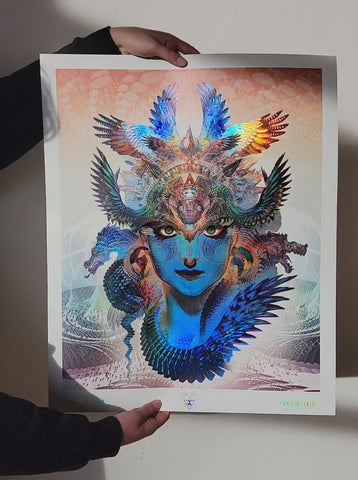 Dharma Dragon Embossed Holo Print by Android Jones