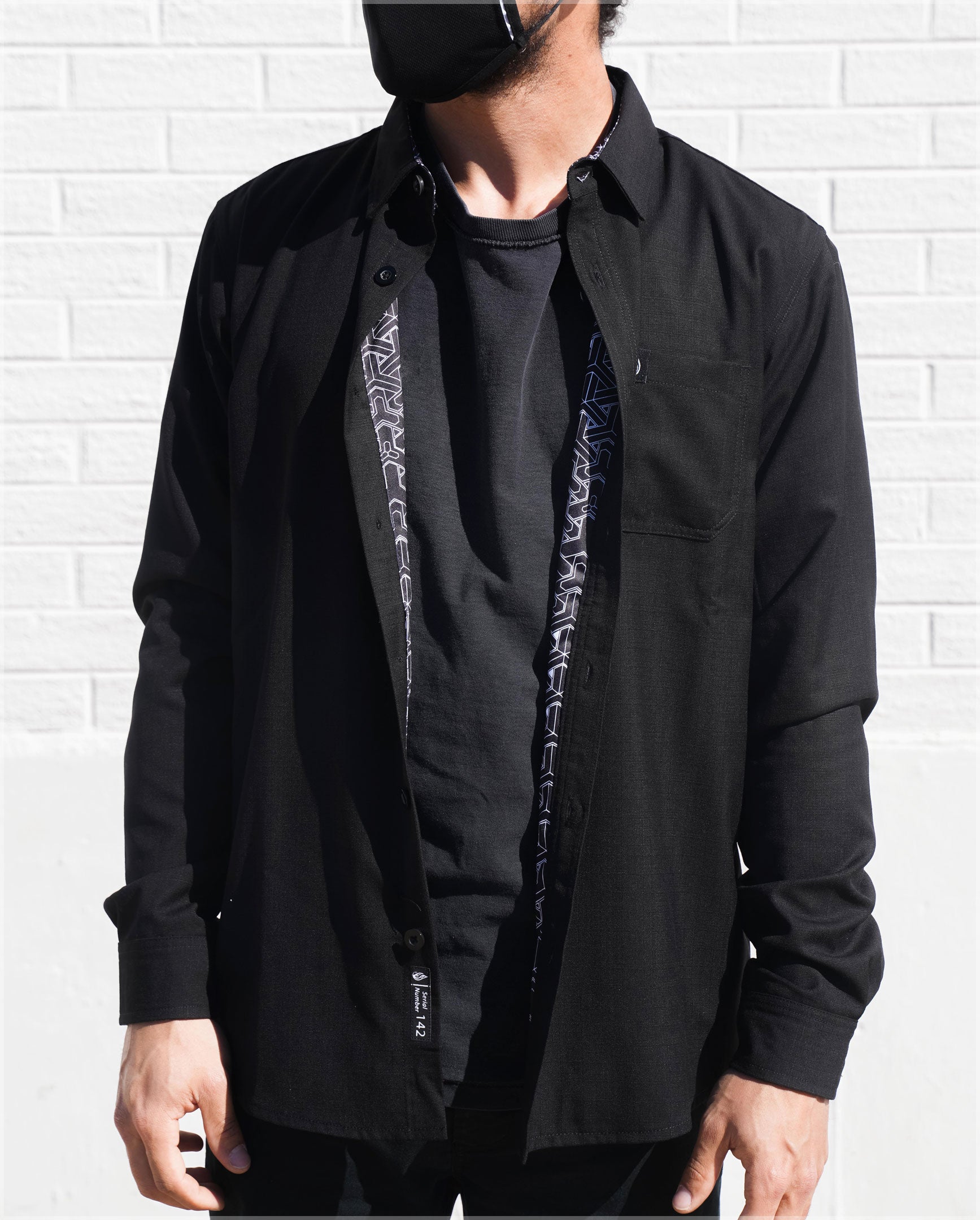 Tesselate Black Button Down Shirt by Kimi Takemura