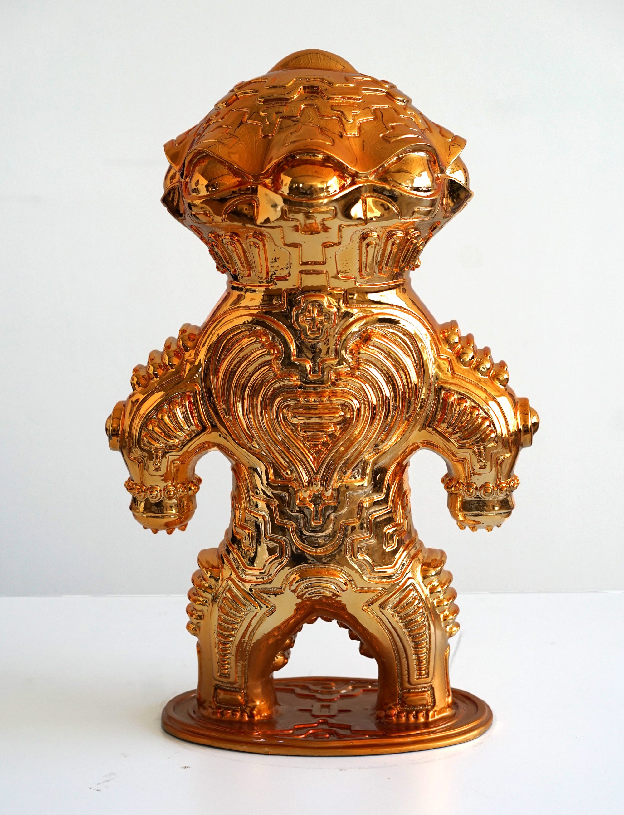 Dogu Gold Chrome Plated Sculpture by Ben Ridgway