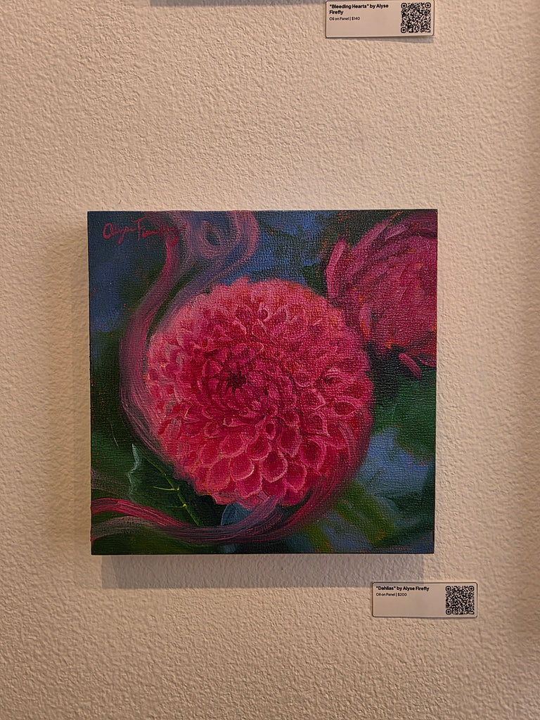Dahlias Original Painting by Alyse Firefly