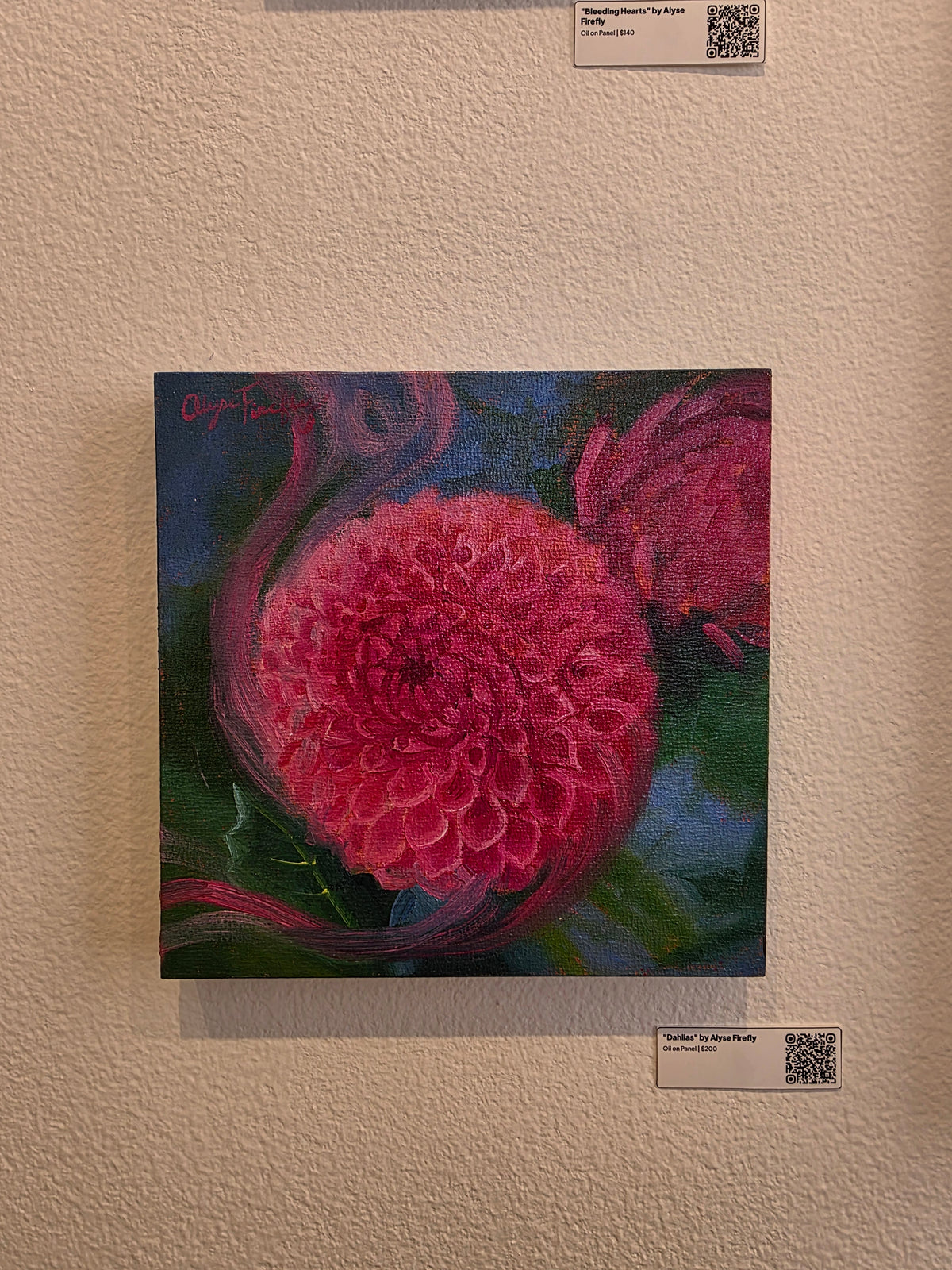Dahlias Original Painting by Alyse Firefly