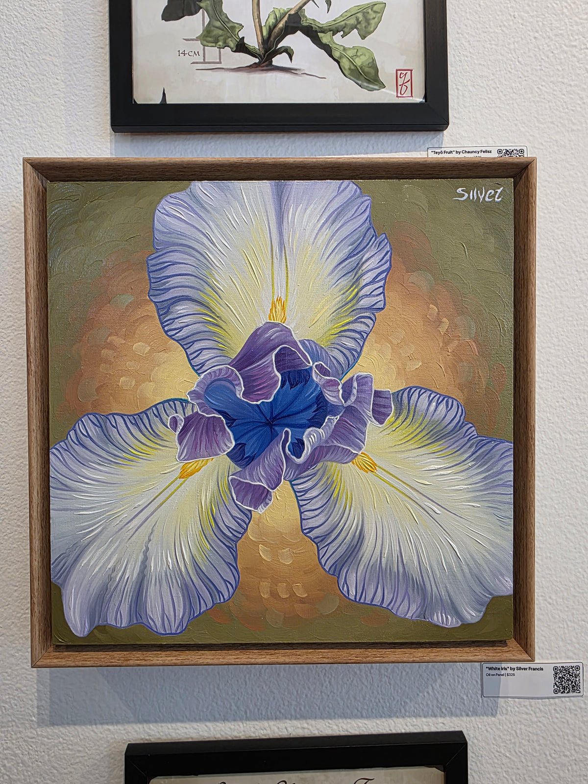 White Iris Original Painting by Silver Francis
