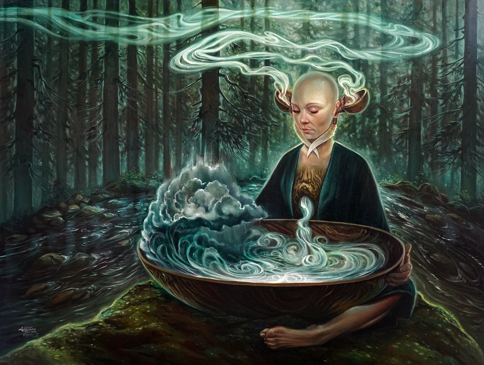 Listening Original Painting by Adrianne Tamar