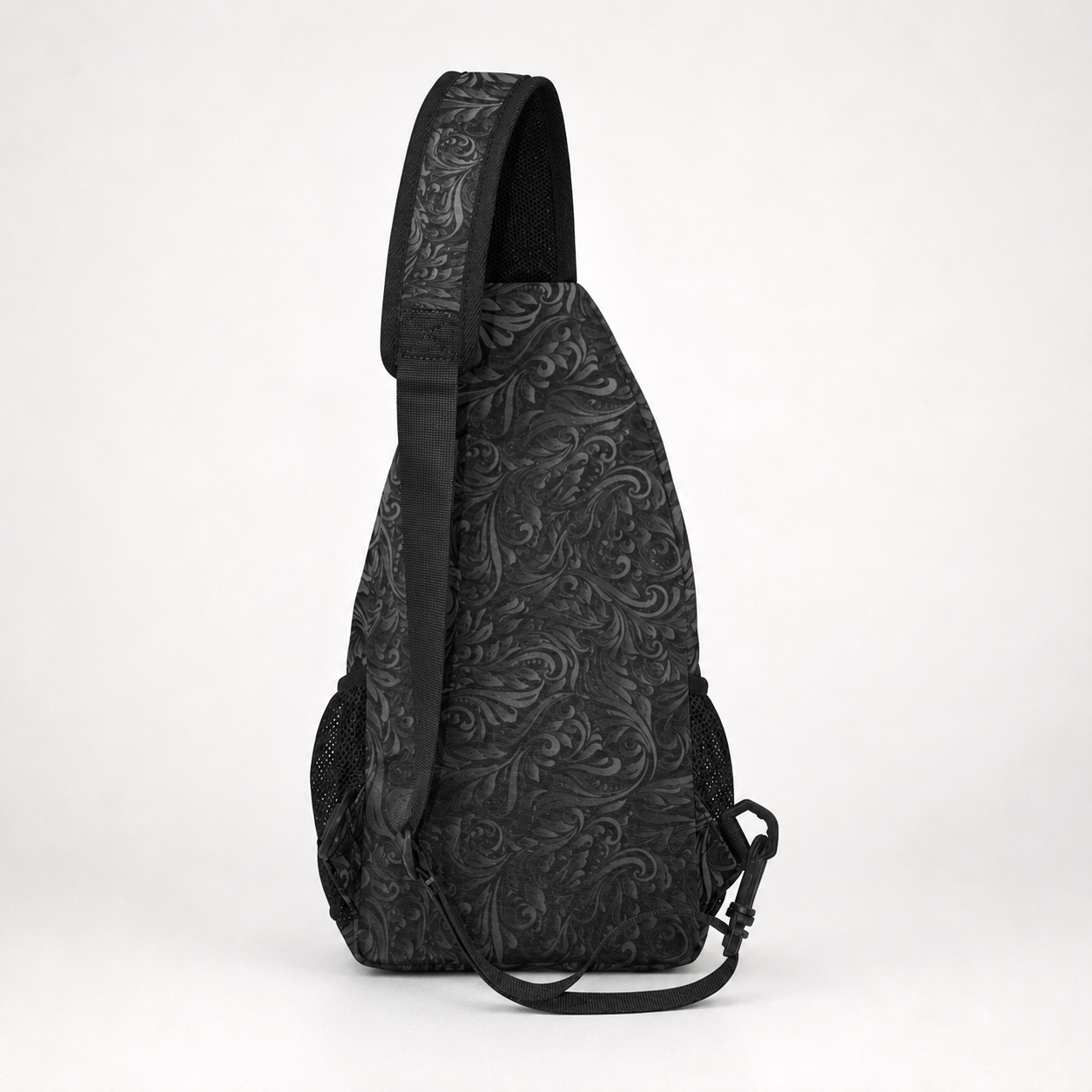 Black Filigree Cross Body Bag by Threyda
