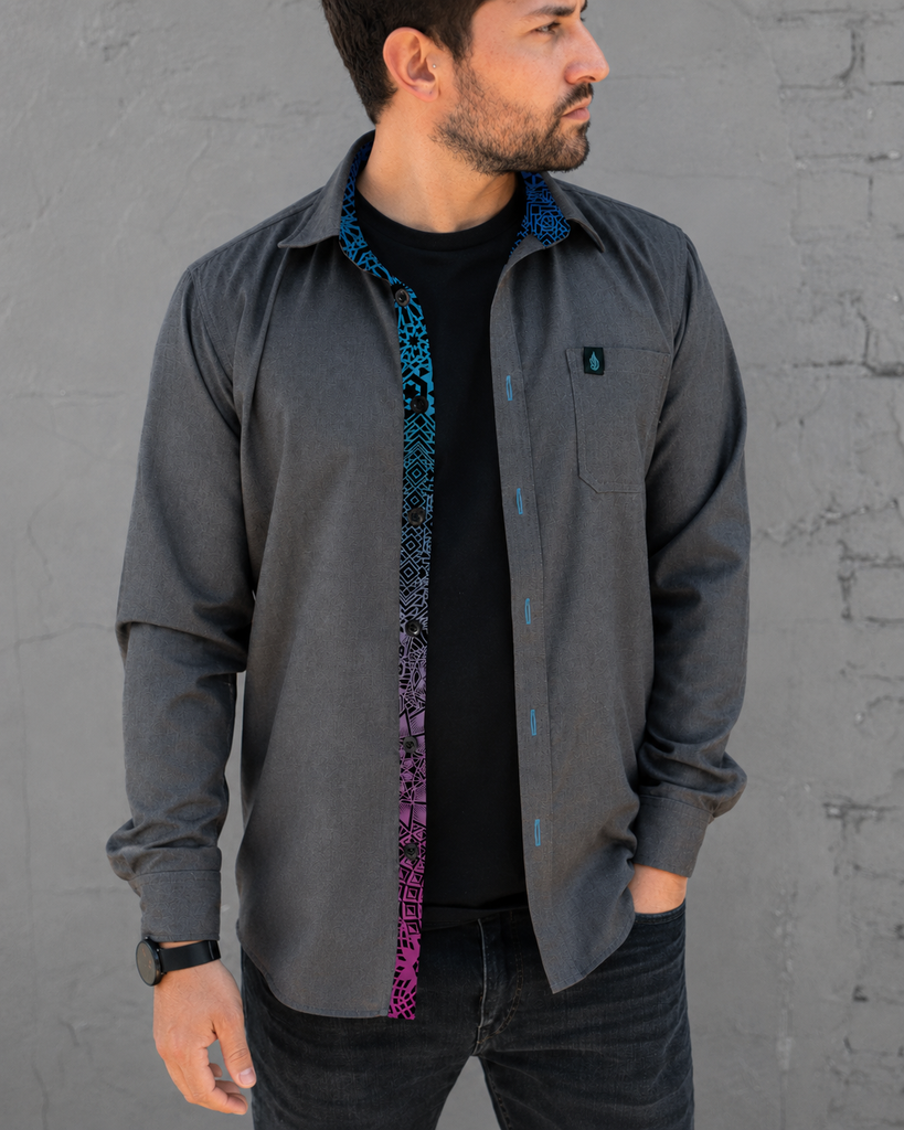 Anodized Lined Button Down Shirt by Threyda - Presale Ships Nov
