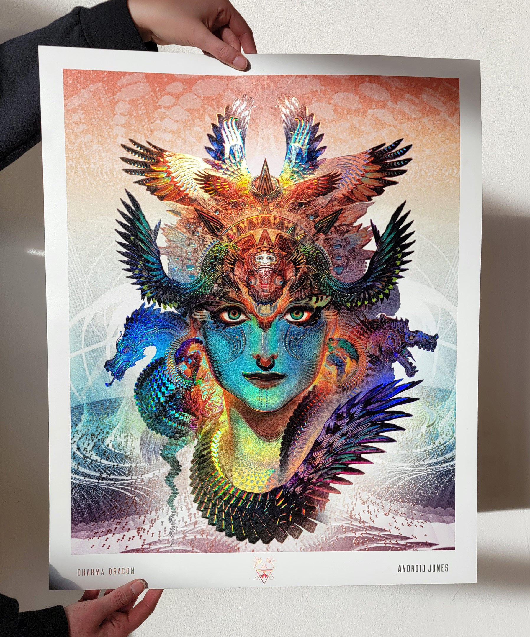 Dharma Dragon Embossed Holo Print by Android Jones