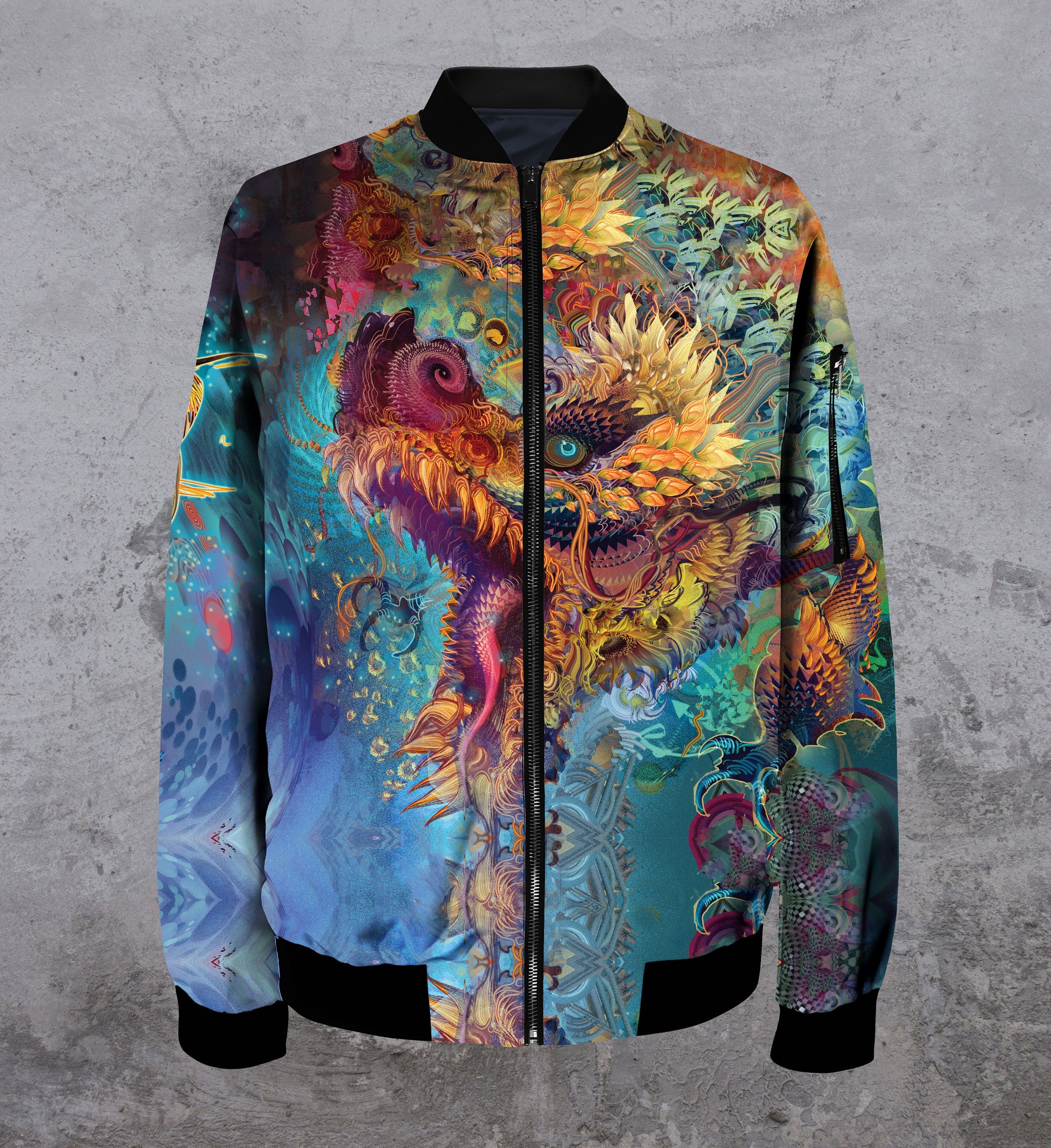 Hummingdragon Women's Lightweight Bomber Jacket by Android Jones - Ships April