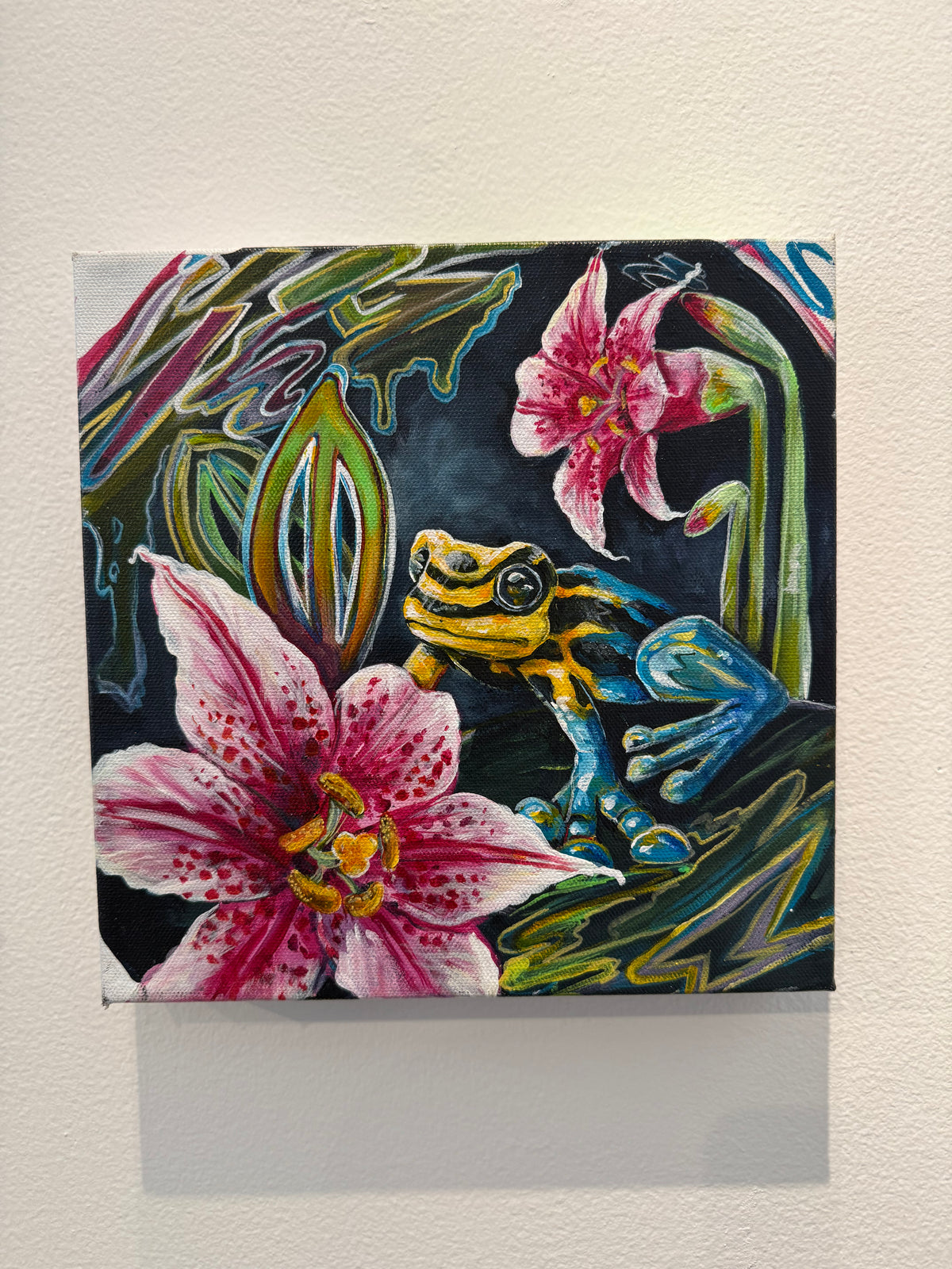 Floral Frog Function Original Painting by Molly Gardner