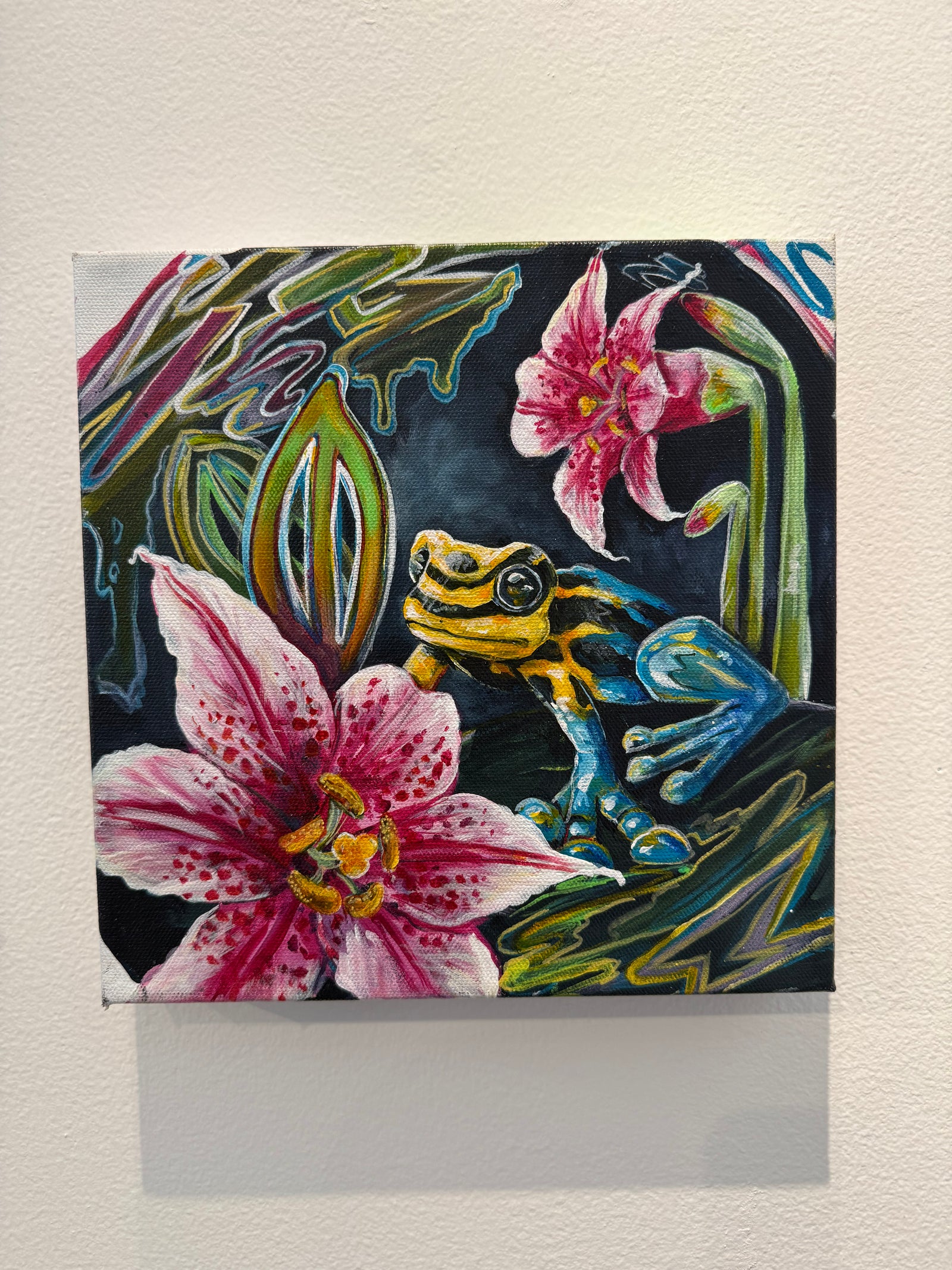 Floral Frog Function Original Painting by Molly Gardner