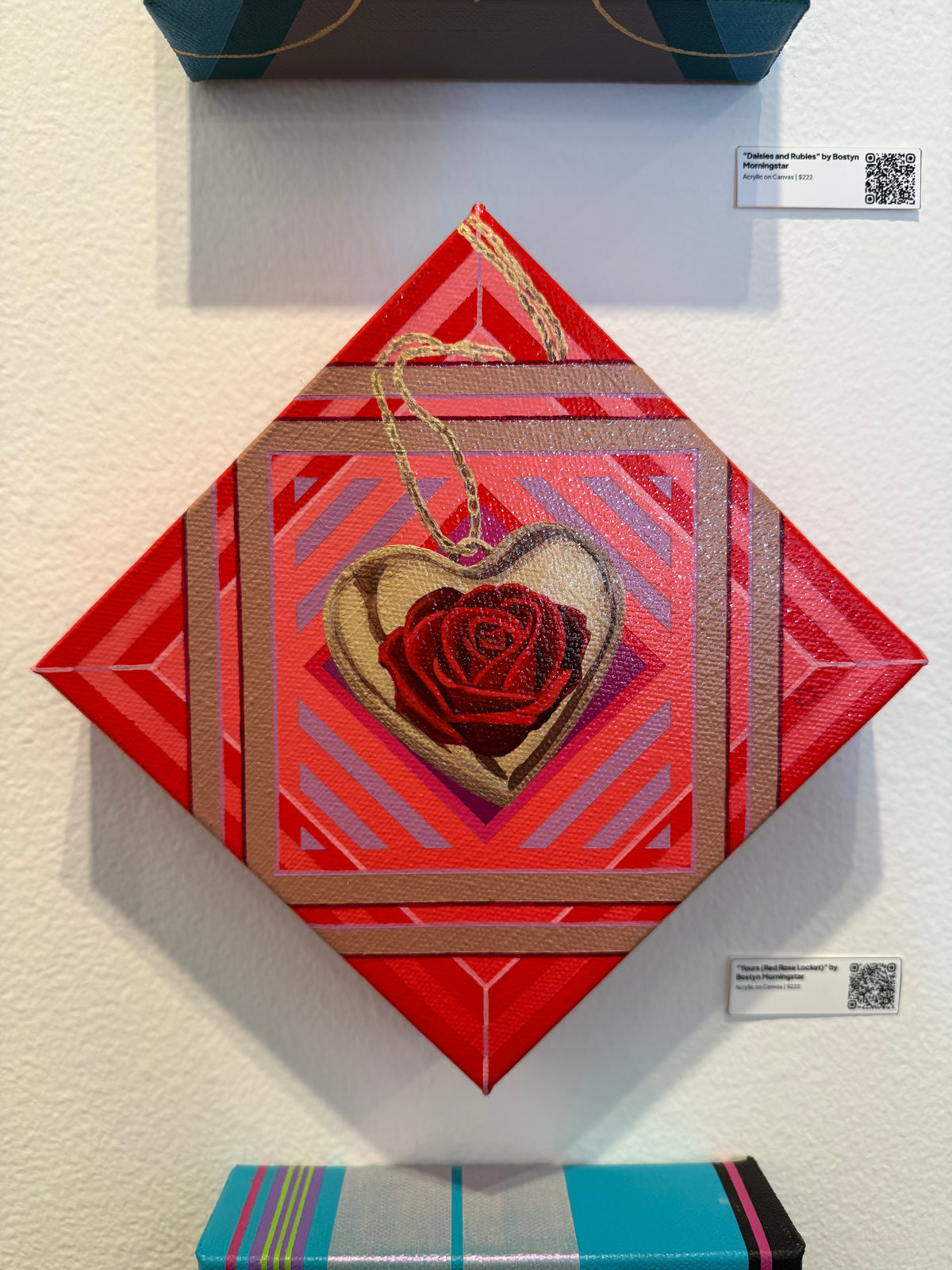 Yours (Red Rose Locket) Original Painting by Bostyn Morningstar
