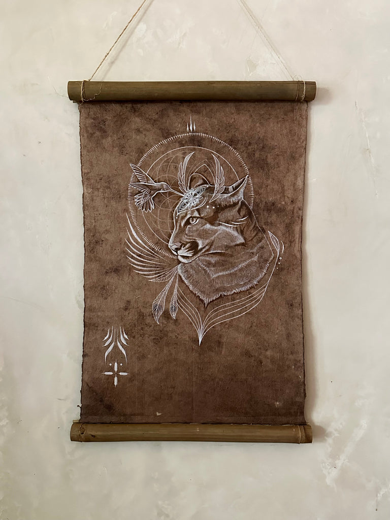 Nectar of the Guru - Puma and Hummingbird Medicine Original Painting by Kaila Spencer