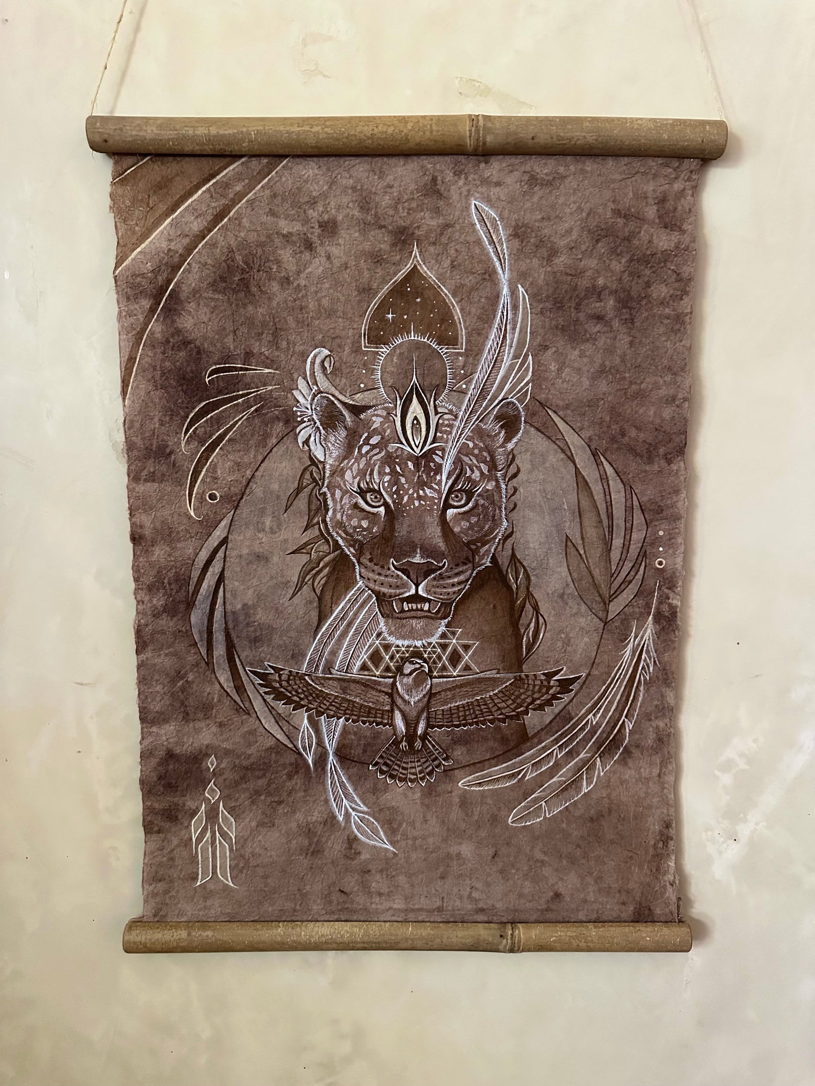 Kingdom Within - Jaguar and Red Hawk Medicine Original Painting by Kaila Spencer