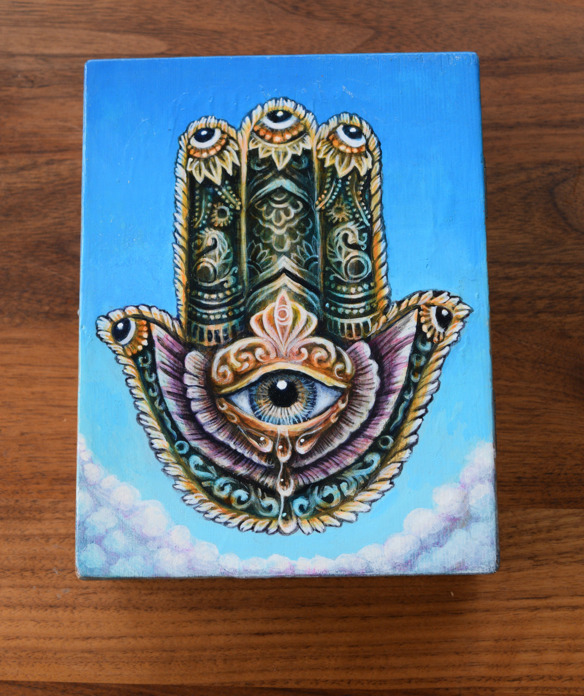 Hamsa Box Original Painting by Randal Roberts