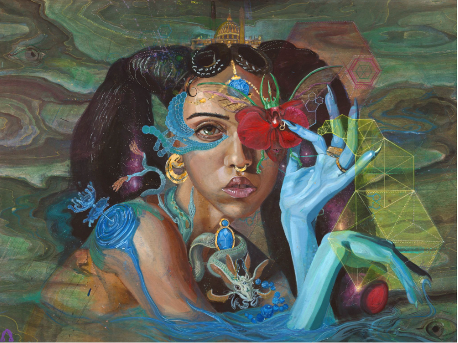 Mary Dragon Queen Original Painting by Adam One