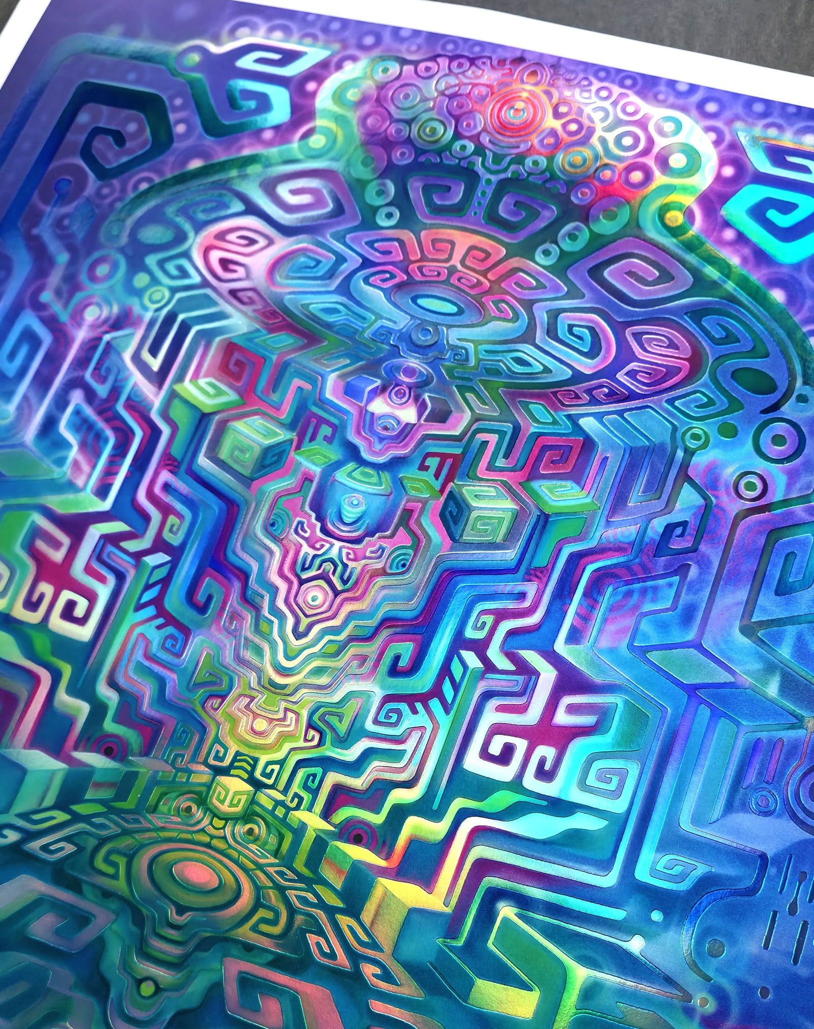 Geometric Vessel Embossed Holo Embossed Print by Fabian Jimenez