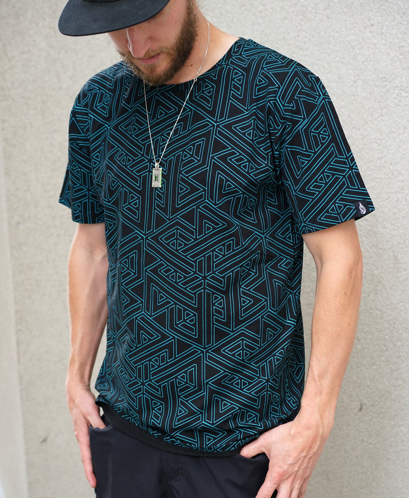 Aqua Paradox All Over Screenprint Tee by Threyda