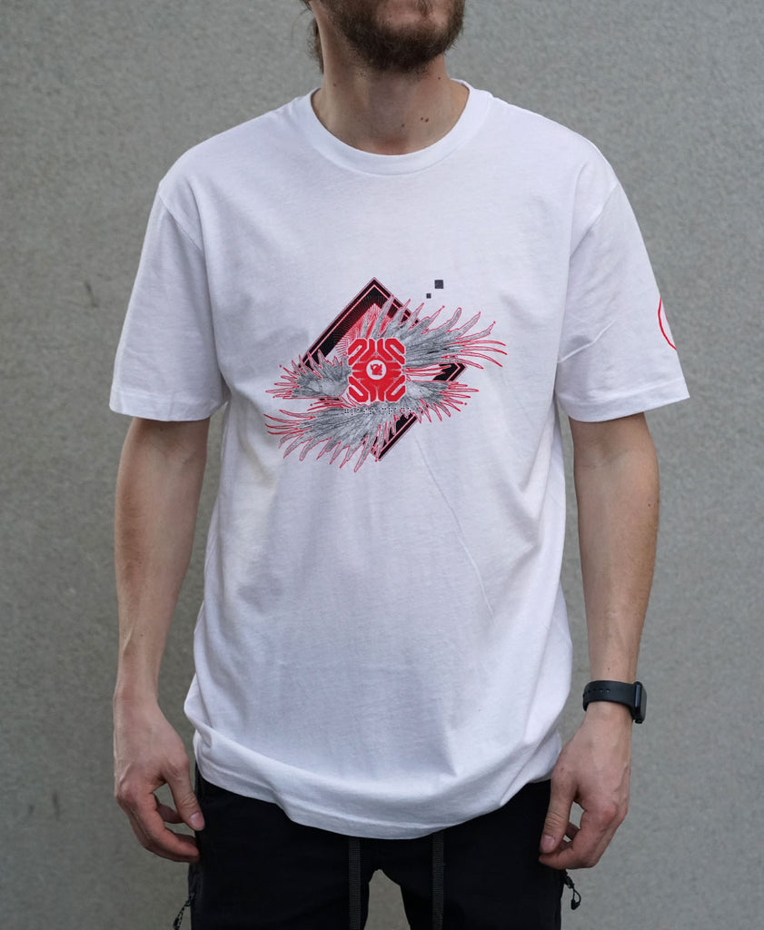 White Screenprint Tee by Kimi Takemura x Glass Crane