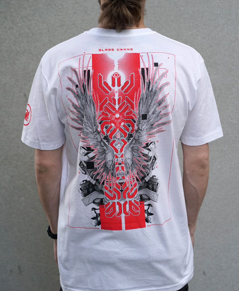 White Screenprint Tee by Kimi Takemura x Glass Crane