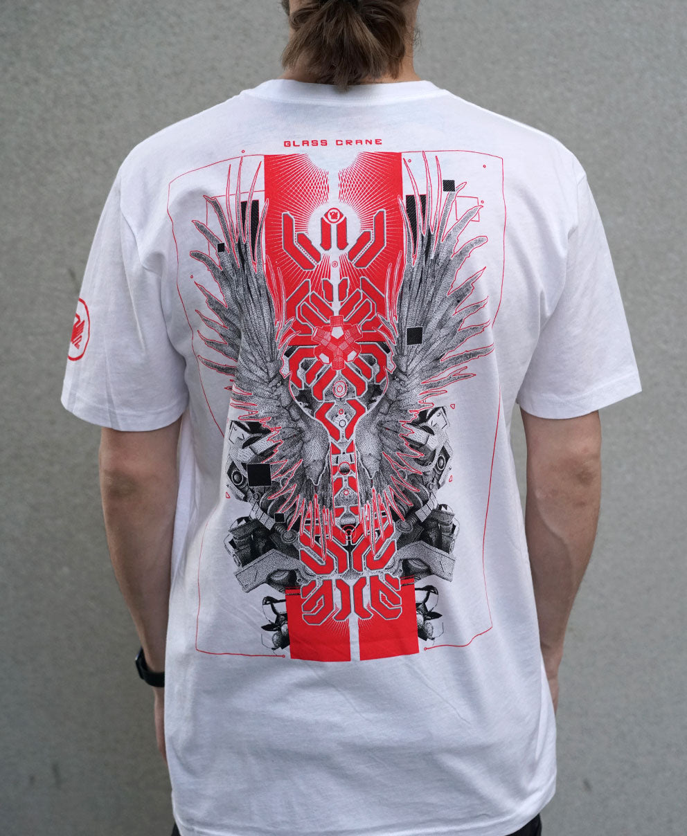 White Screenprint Tee by Kimi Takemura x Glass Crane