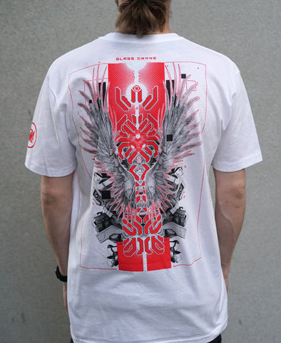 White Screenprint Tee by Kimi Takemura x Glass Crane