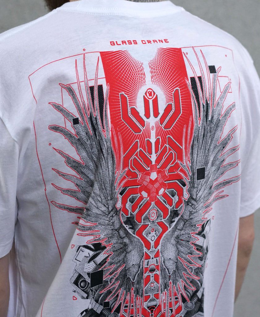 White Screenprint Tee by Kimi Takemura x Glass Crane