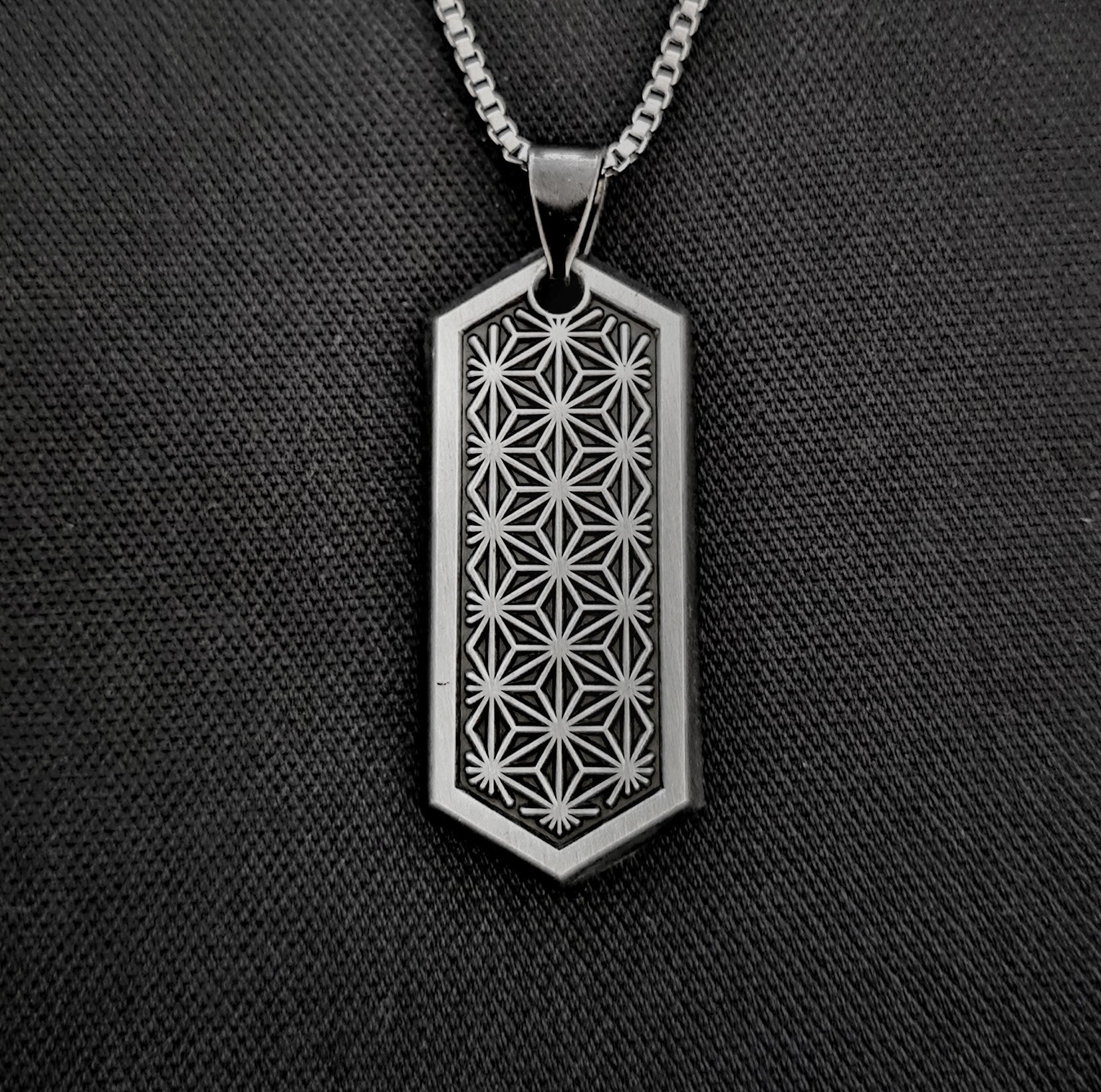 Asanoha Brushed Silver Pendant by Threyda