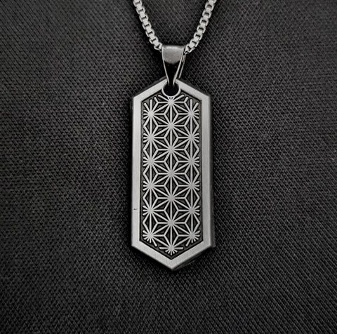 Asanoha Brushed Silver Pendant by Threyda
