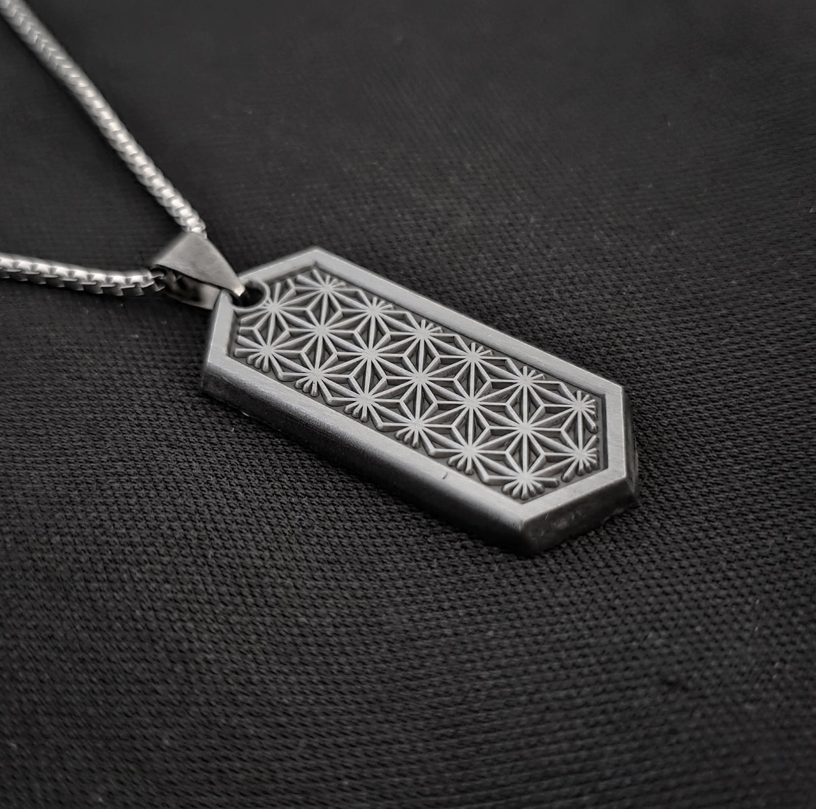 Asanoha Brushed Silver Pendant by Threyda