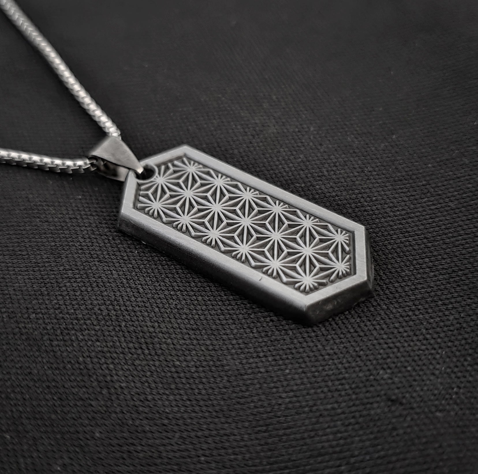 Asanoha Brushed Silver Pendant by Threyda