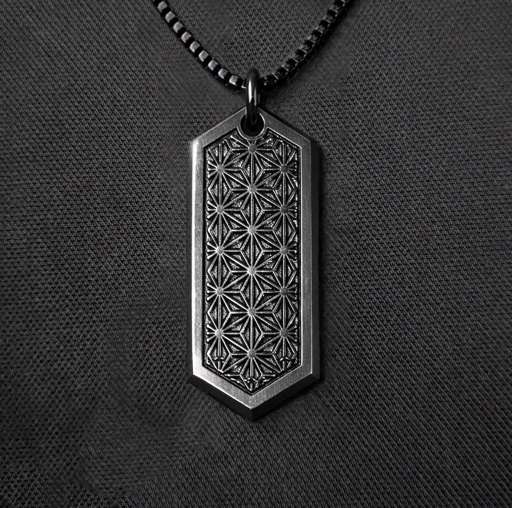 Asanoha Gunmetal Pendant by Threyda