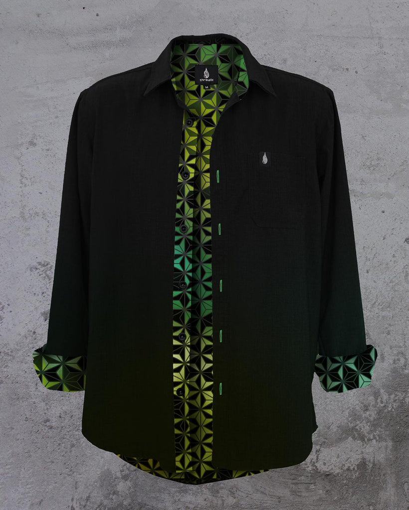 Viridian Lined Button Down Shirt by Threyda - Presale Ships Nov