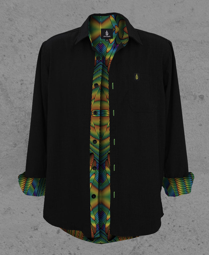 Diffraction Button Lined Down Shirt by Threyda - Presale Ships March