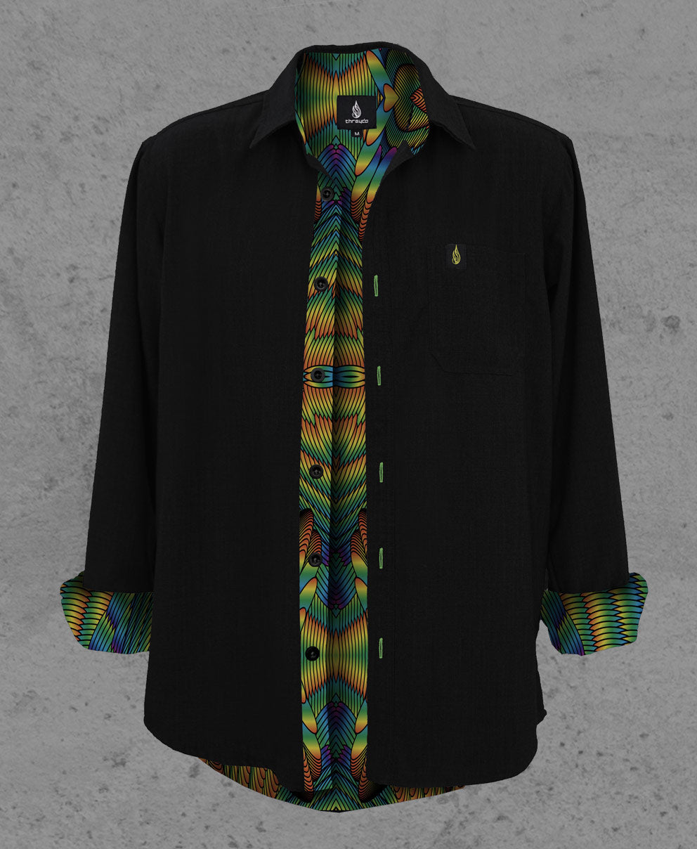 Diffraction Button Lined Down Shirt by Threyda - Presale Ships March