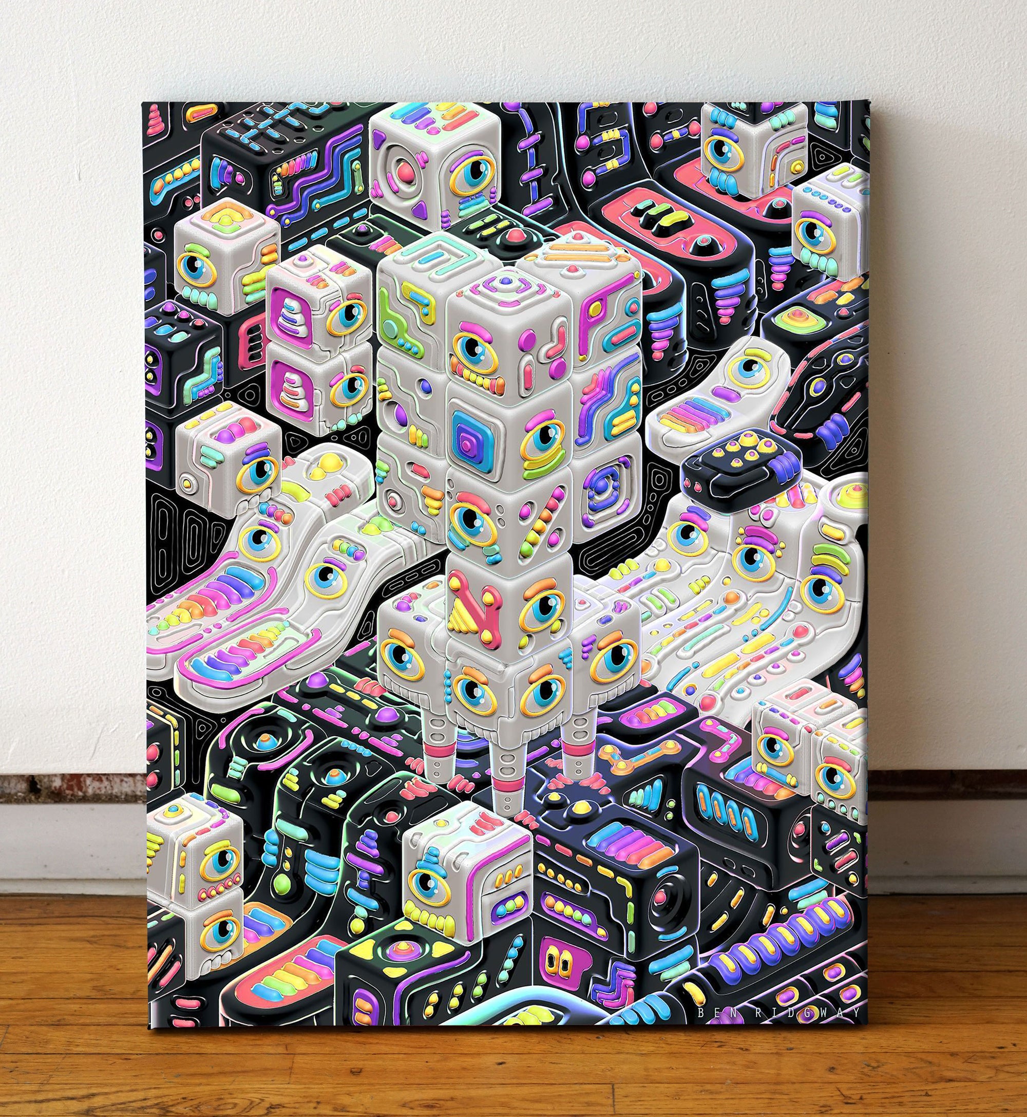 Cubeville Stretched Canvas by Ben Ridgway