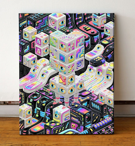 Cubeville Stretched Canvas by Ben Ridgway