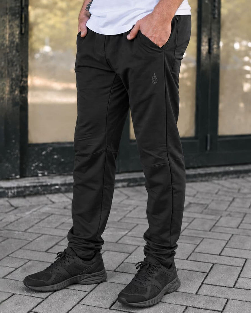 Black Insignia French Terry Stretch Joggers by Threyda