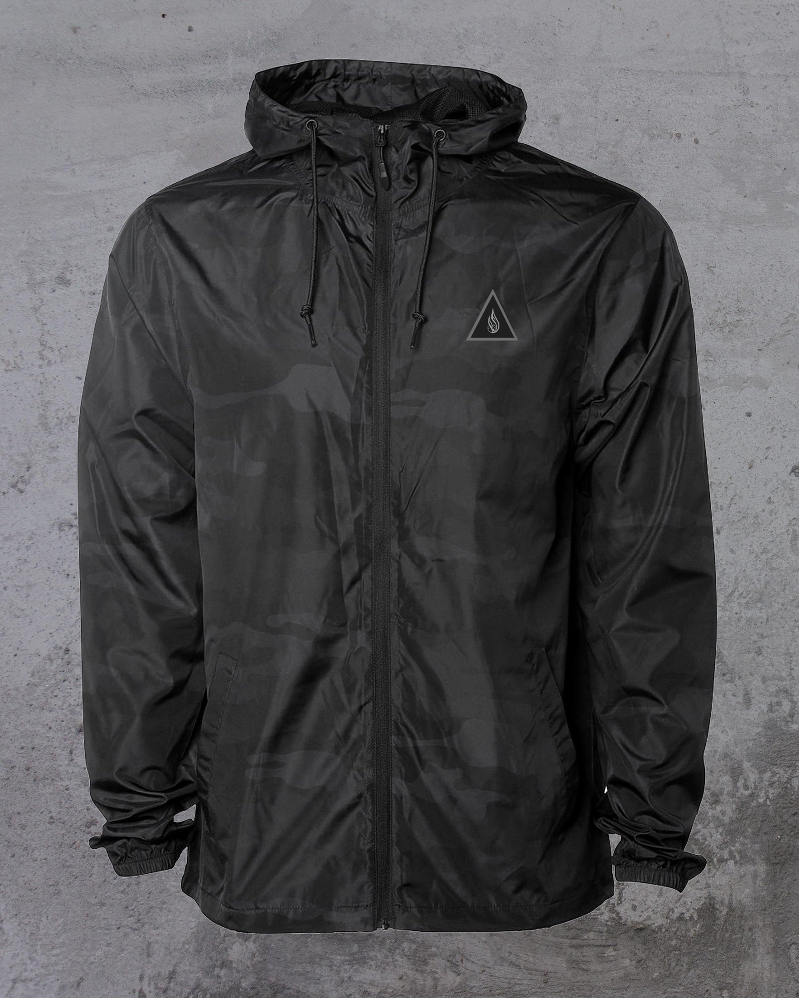 Black Camo Lightweight Windbreaker by Threyda