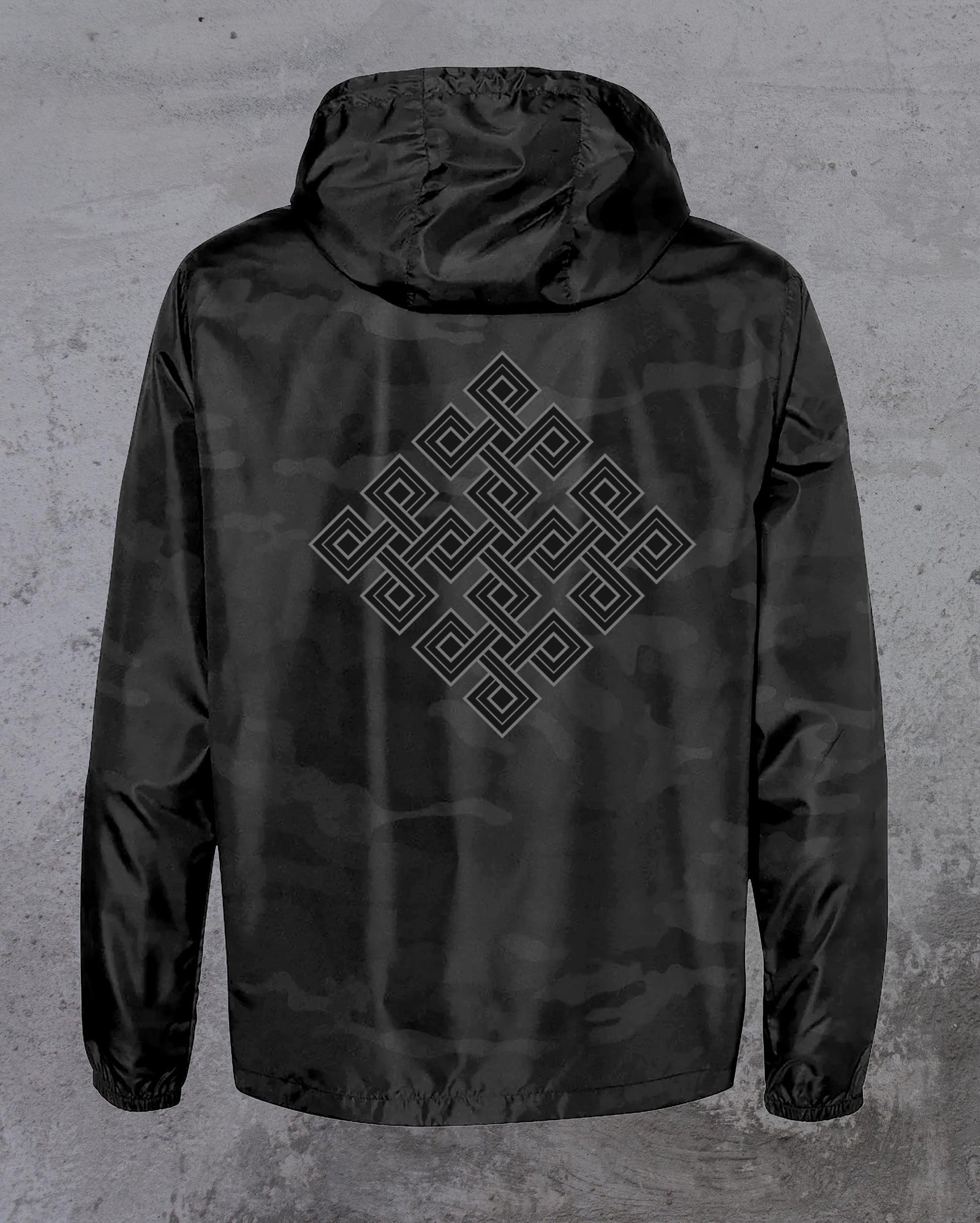 Black Camo Lightweight Windbreaker by Threyda