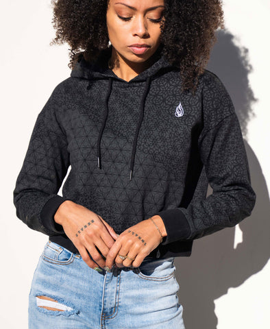 Black Diamond Women's Crop Hoodie by Threyda