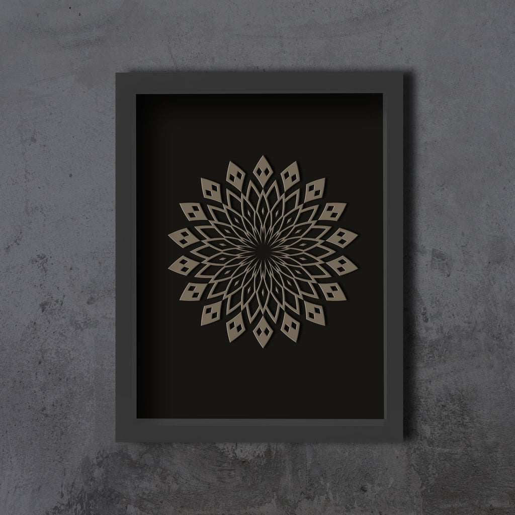 Bloom Framed Embossed Print by Threyda - Muted Gold Edition