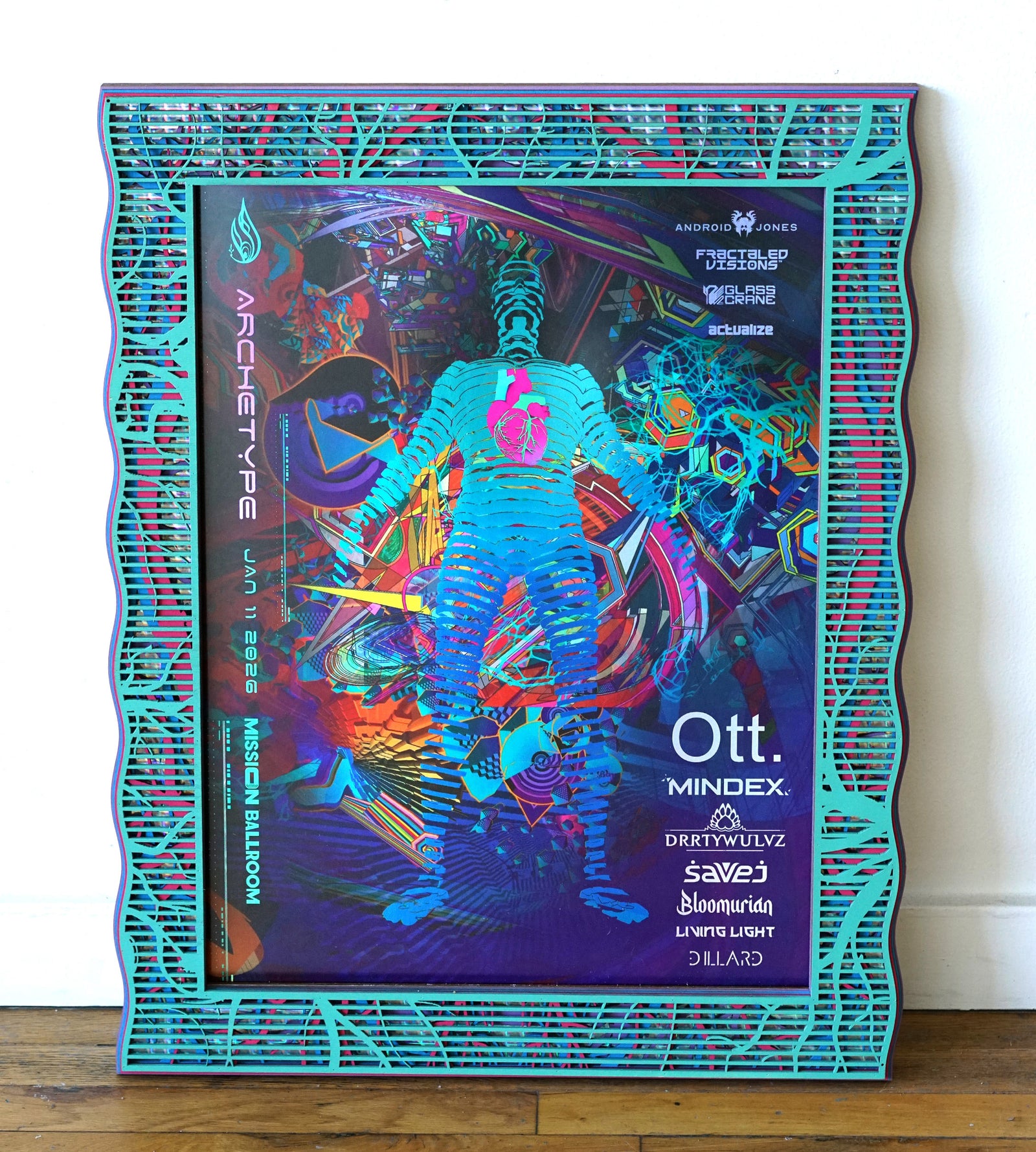 Archetype Vitruvian Teal Lasercut Frame by Android Jones x Deadfish