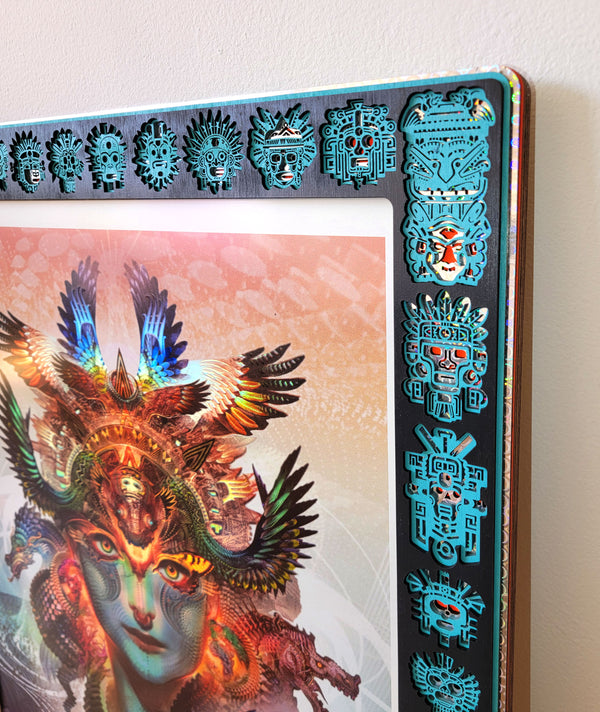 Dharma Dragon Holographic Print with Totem Lasercut Frame by