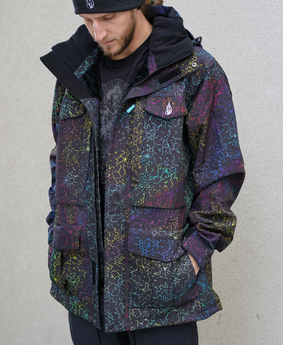 Black Rainbow Onyx Sherpa Jacket by Threyda - Threyda Art and Apparel