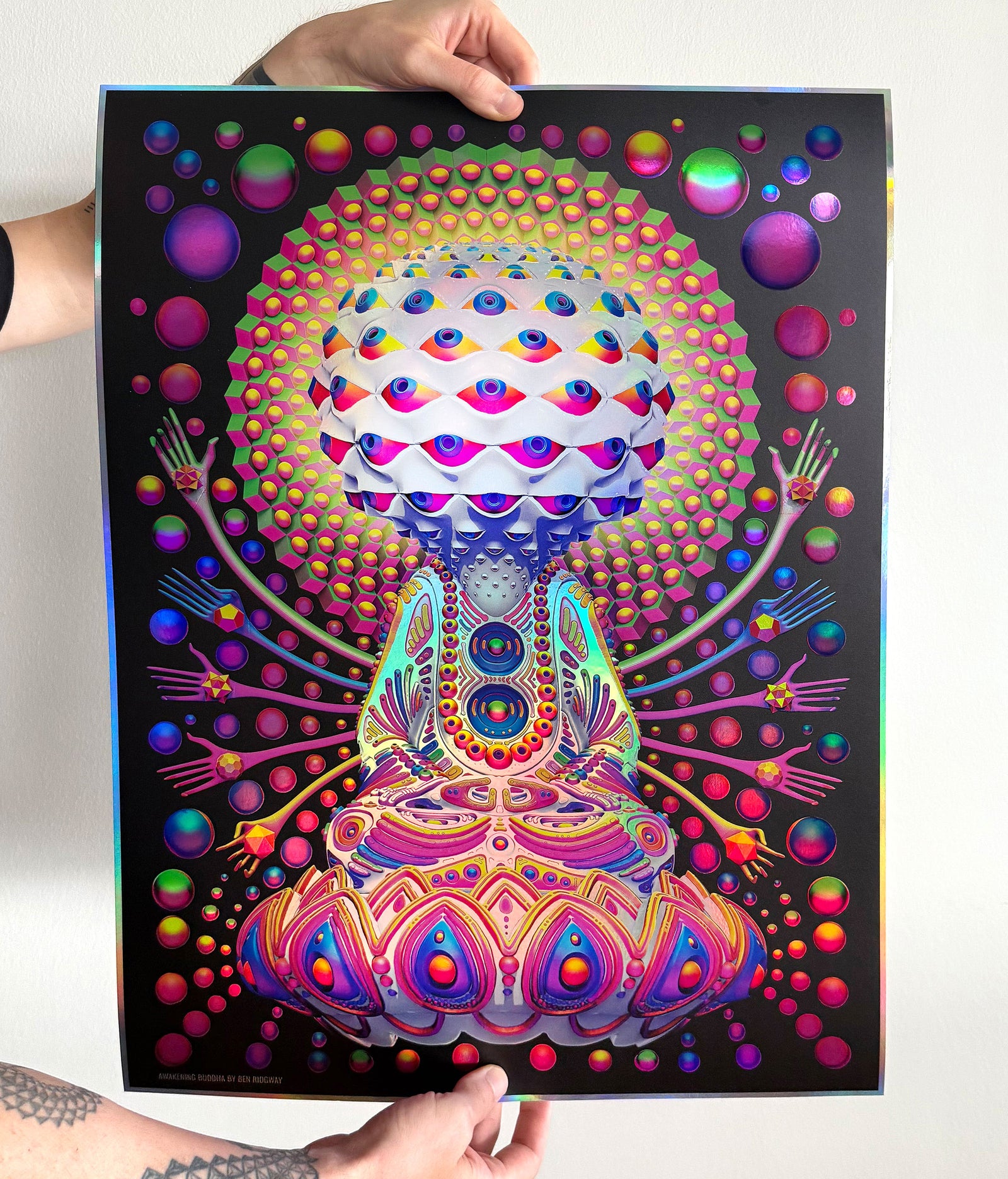 Buddha Consciousness Embossed Holo Print by Ben Ridgway