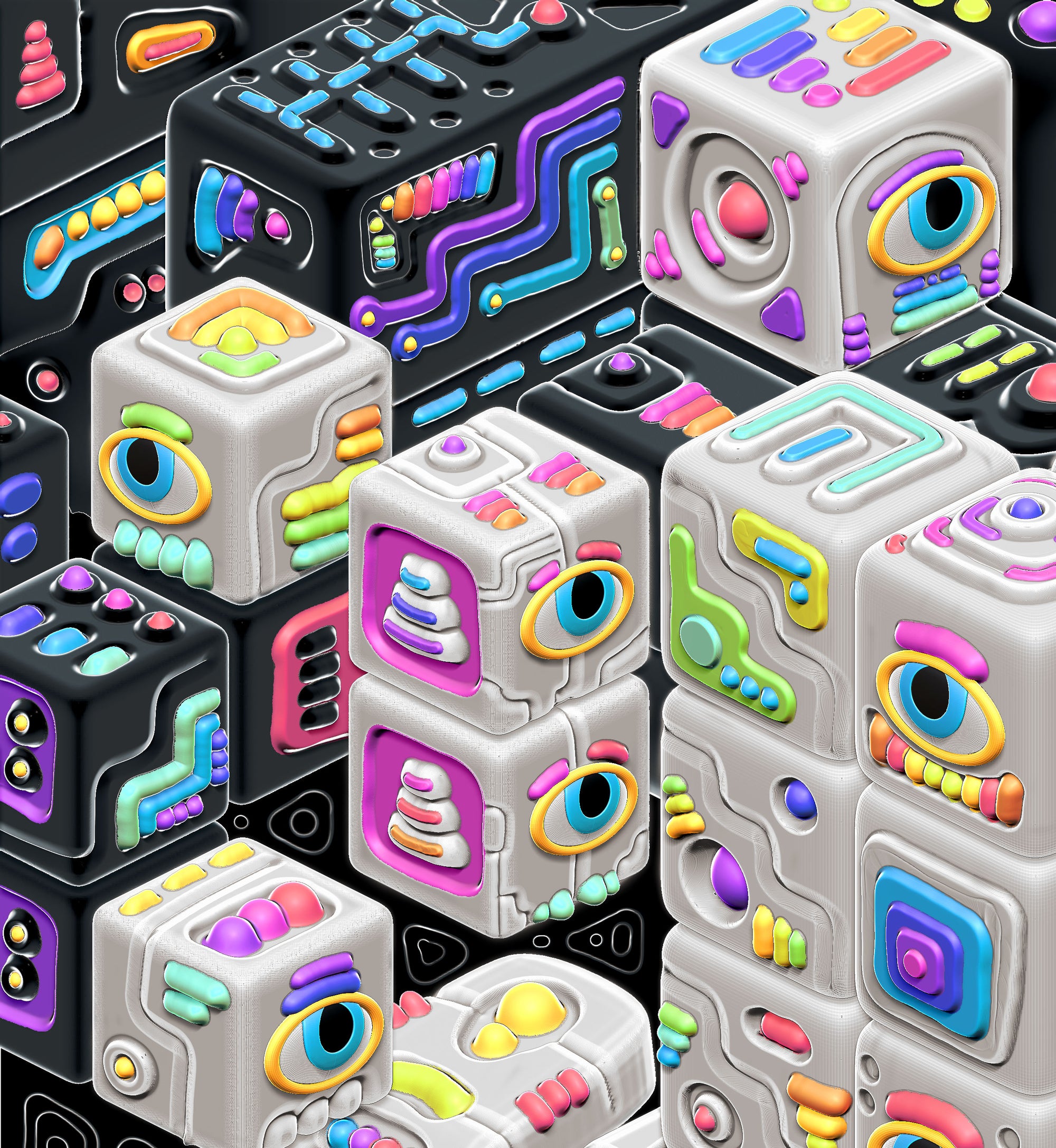 Cubeville Stretched Canvas by Ben Ridgway