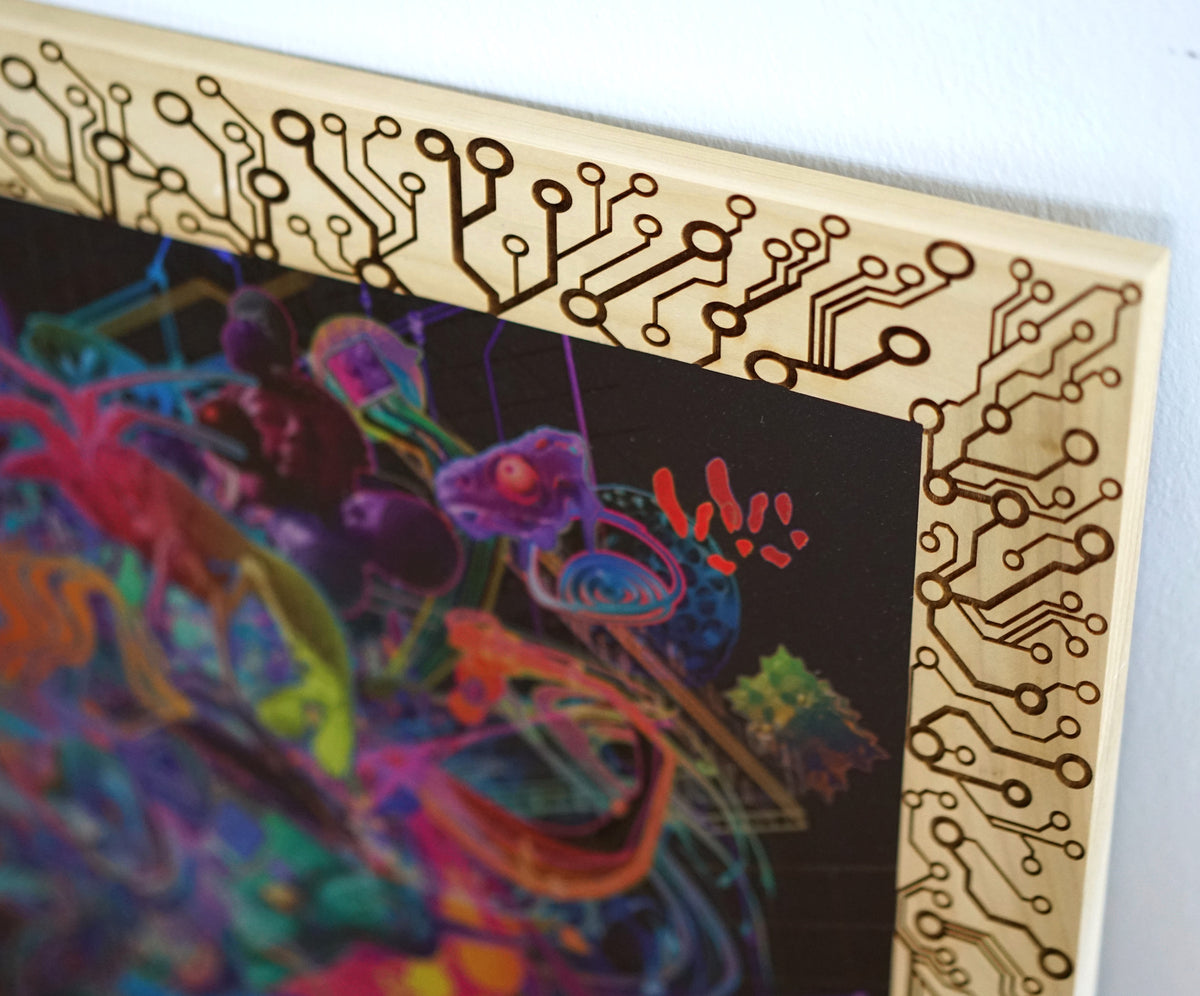 Forward Escape Wood Lasercut Frame by Android Jones - 72 HOUR AUCTION