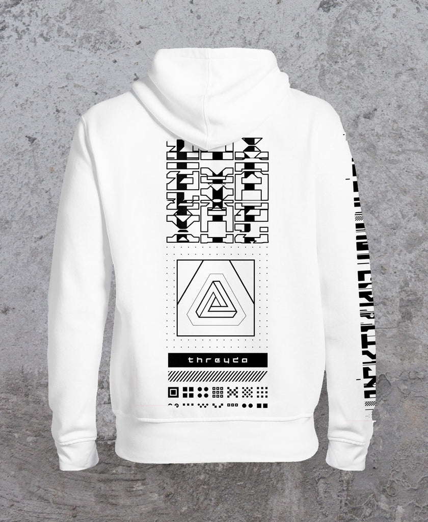 White Data Pullover Hoodie by Kimi Takemura