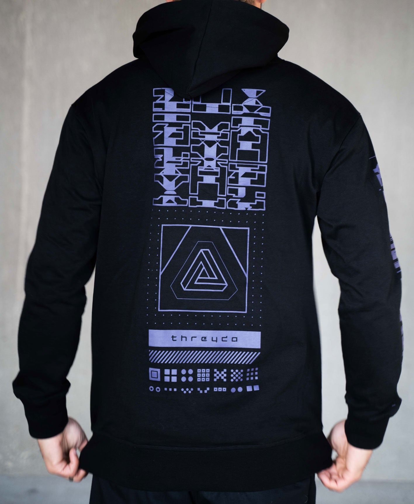 Black Data Screenprint Pullover Hoodie by Kimi Takemura