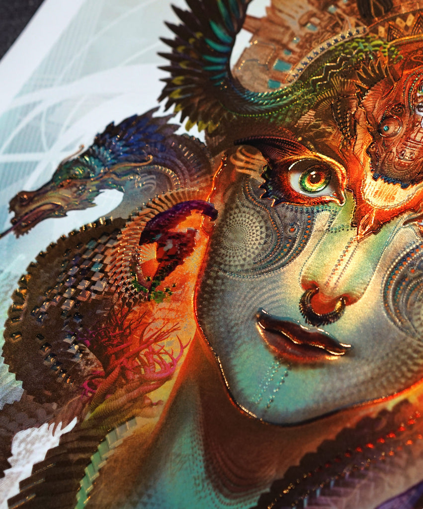 Dharma Dragon Embossed Holo Print by Android Jones